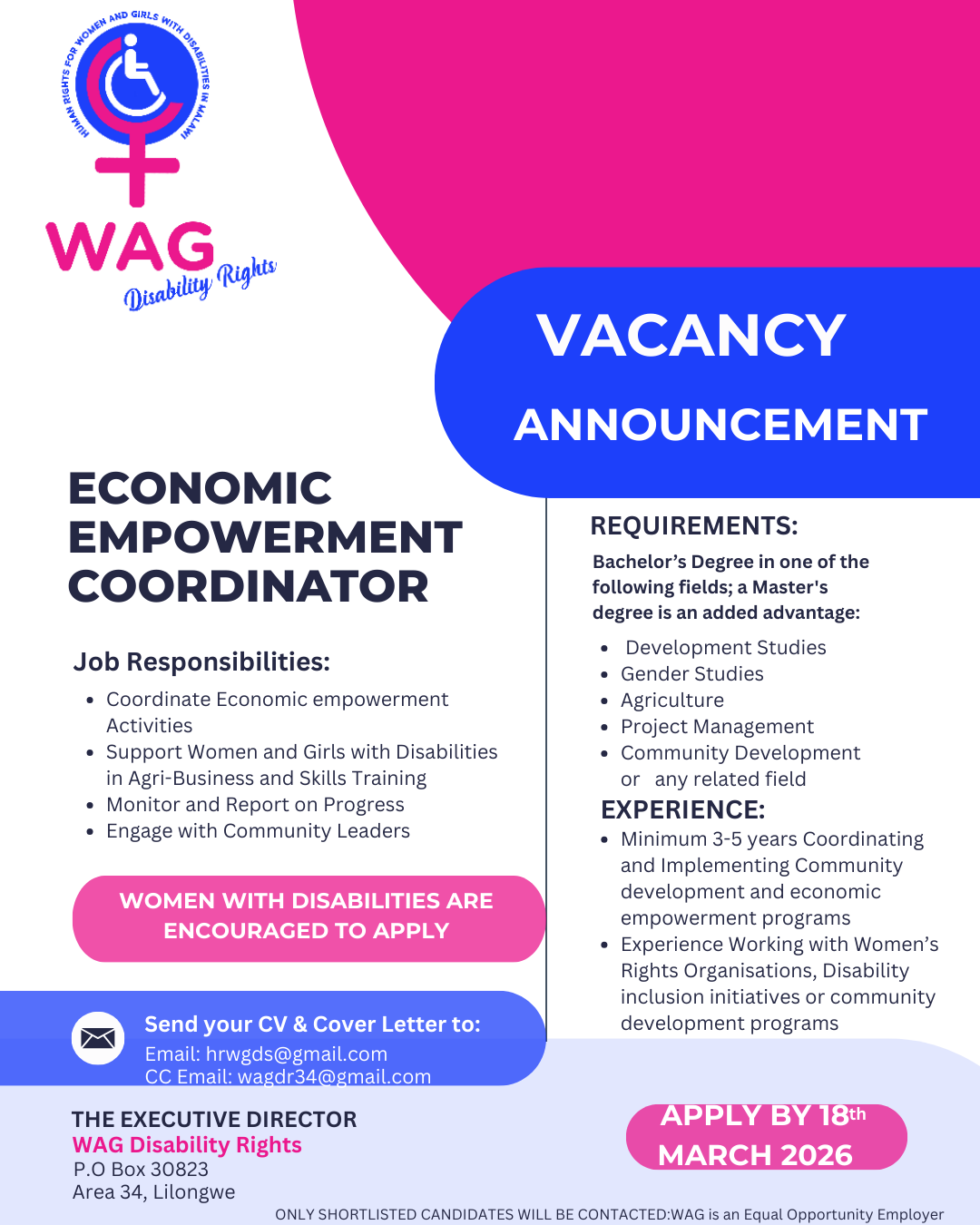 Empowering Futures: Economic Empowerment Coordinator Wanted